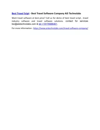 best travel scipt best travel software company