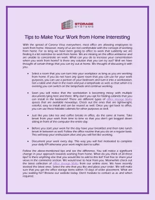 Tips to Make Your Work from Home Interesting
