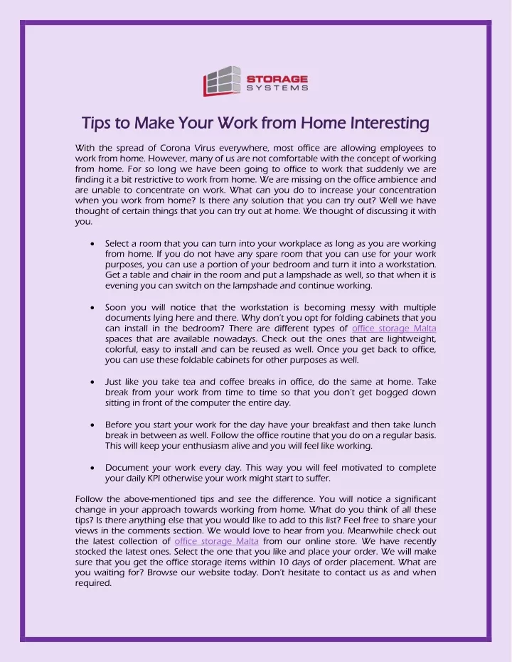 tips to make your work from home interesting tips