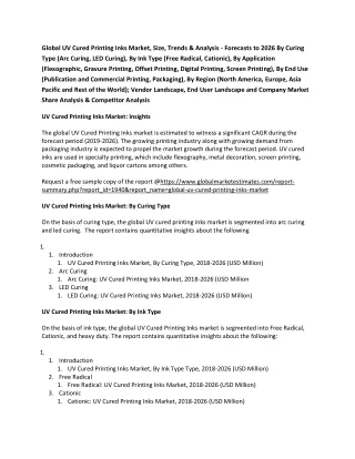global uv cured printing inks market size trends