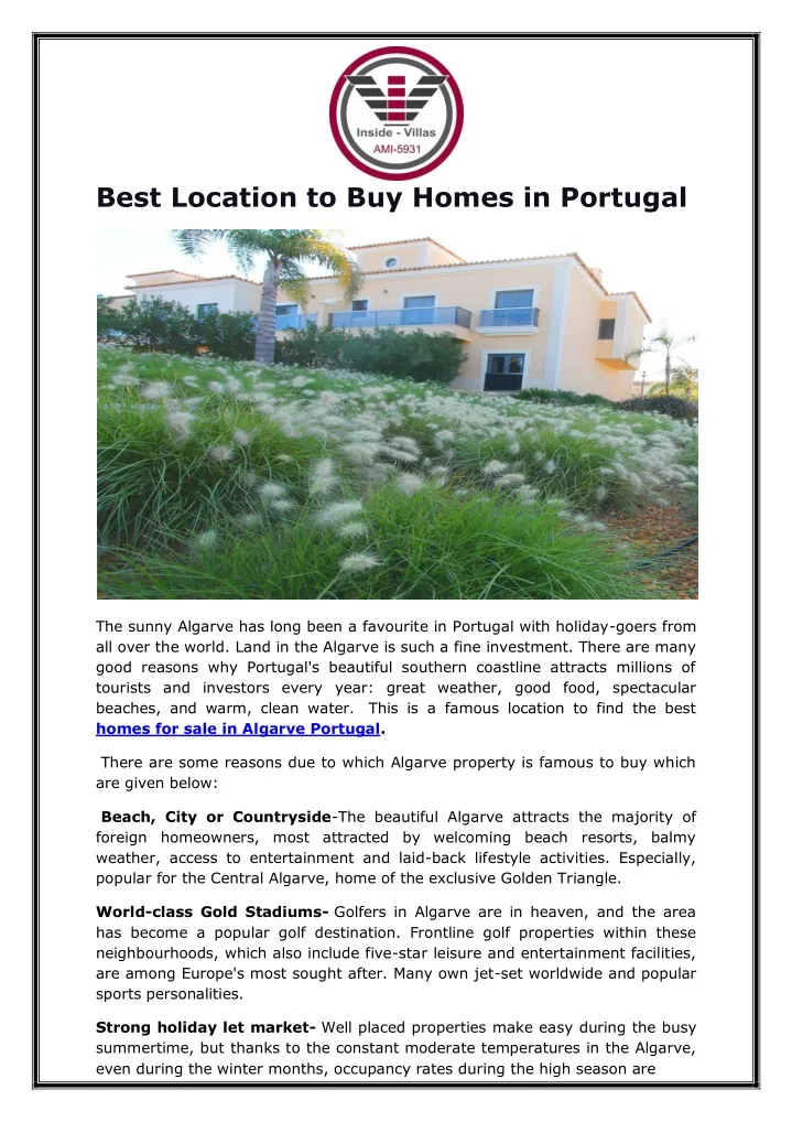 best location to buy homes in portugal