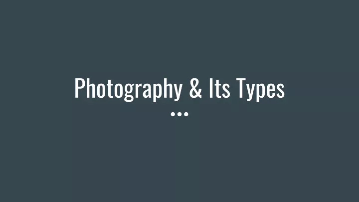photography its types
