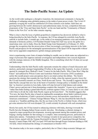 the indo pacific scene an update