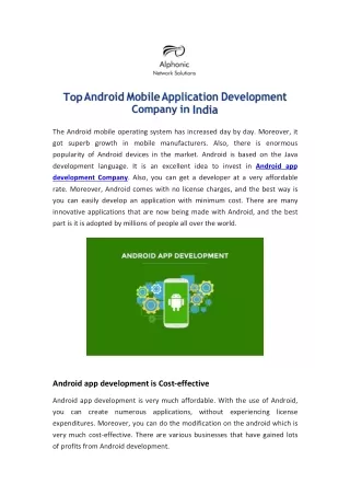 the android mobile operating system has increased
