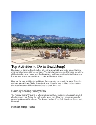 Top Activities to Do in Healdsburg!