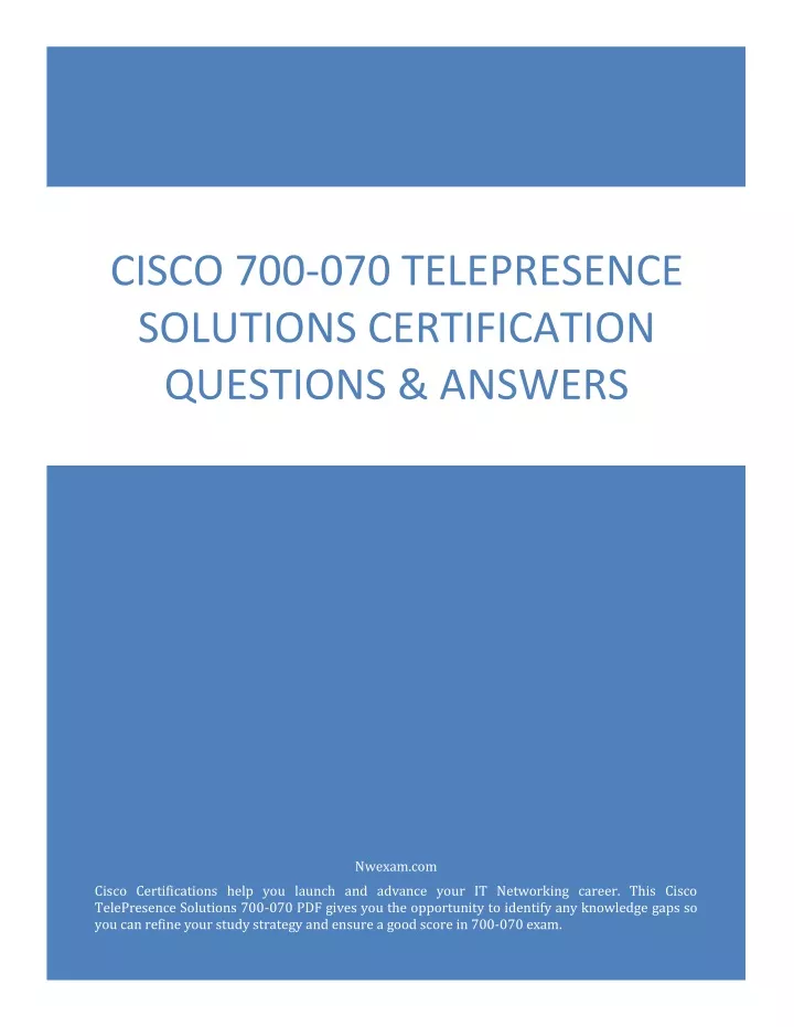 cisco 700 070 telepresence solutions