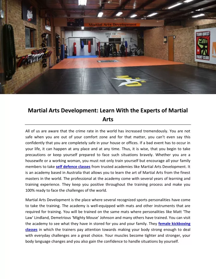 martial arts development learn with the experts