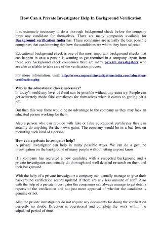 how can a private investigator help in background