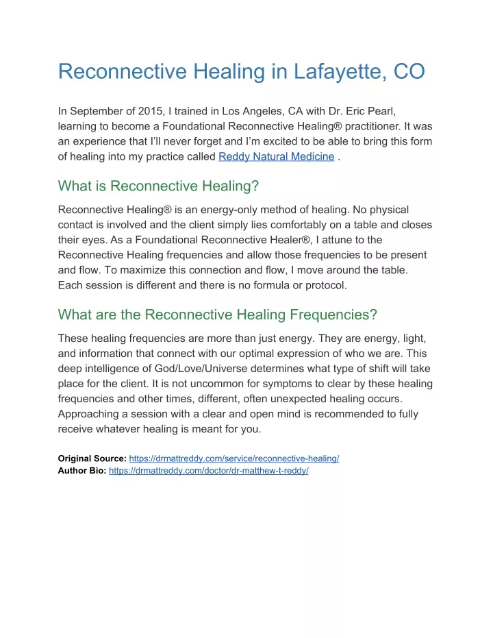 reconnective healing in lafayette co