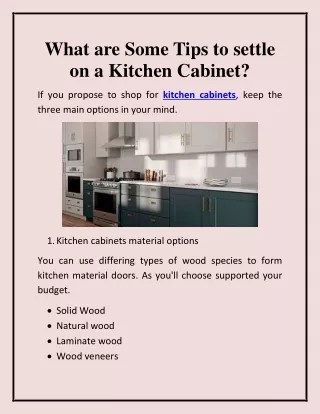 what are some tips to settle on a kitchen cabinet