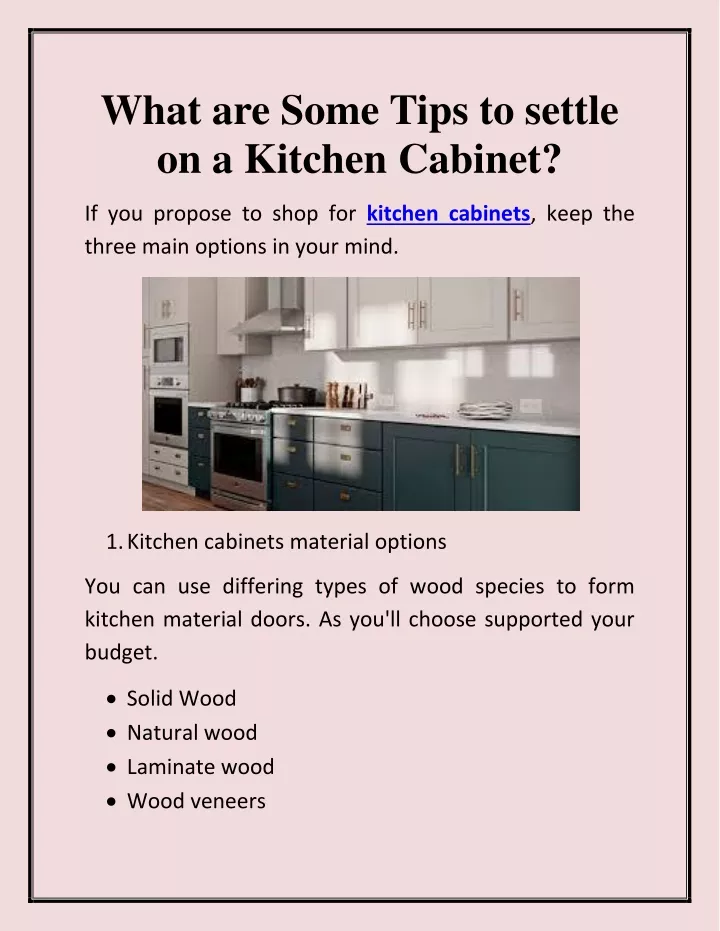what are some tips to settle on a kitchen cabinet