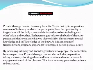 private massage london has many benefits to start