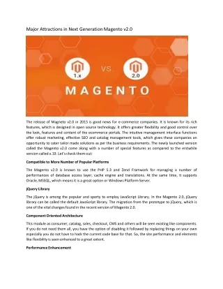 major attractions in next generation magento v2 0
