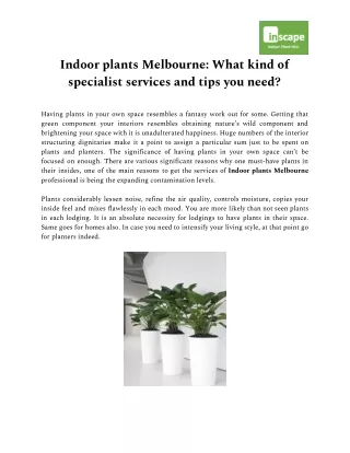 Indoor plants Melbourne: What kind of specialist services and tips you need?