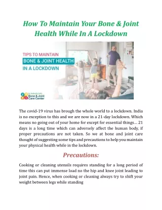 how to maintain your bone joint health while
