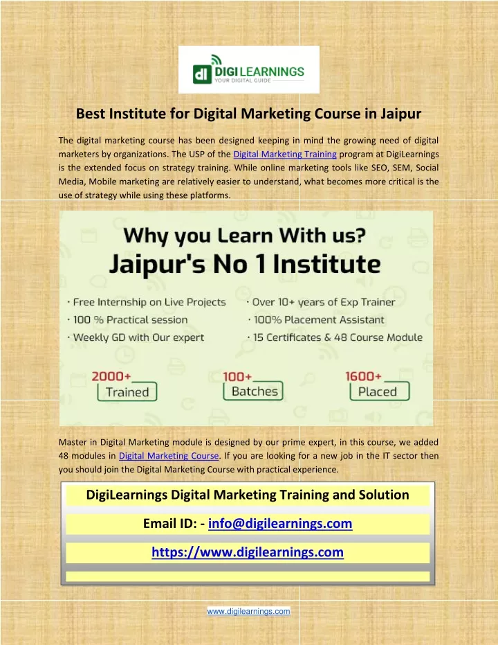 best institute for digital marketing course