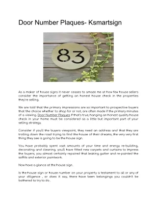 door number plaques ksmartsign