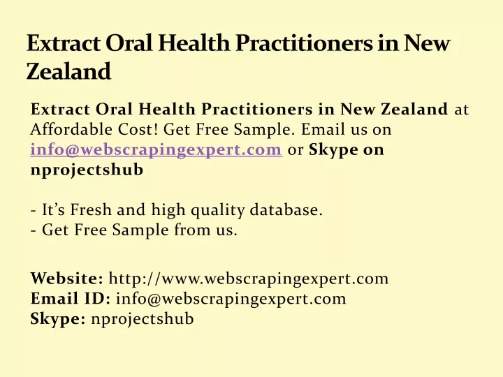 extract oral health practitioners in new zealand