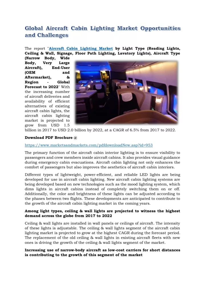 the report aircraft cabin lighting market