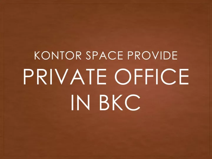 private office in bkc