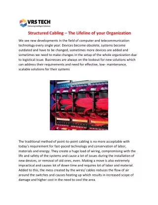 structured cabling the lifeline of your
