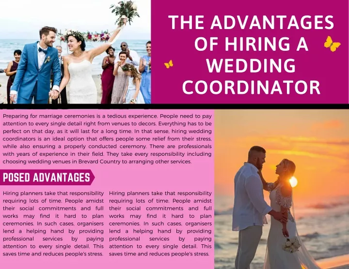 the advantages of hiring a wedding coordinator