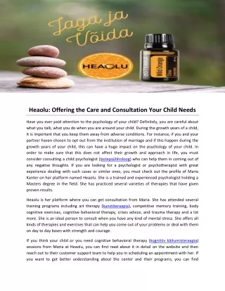 Heaolu: Offering the Care and Consultation Your Child Needs