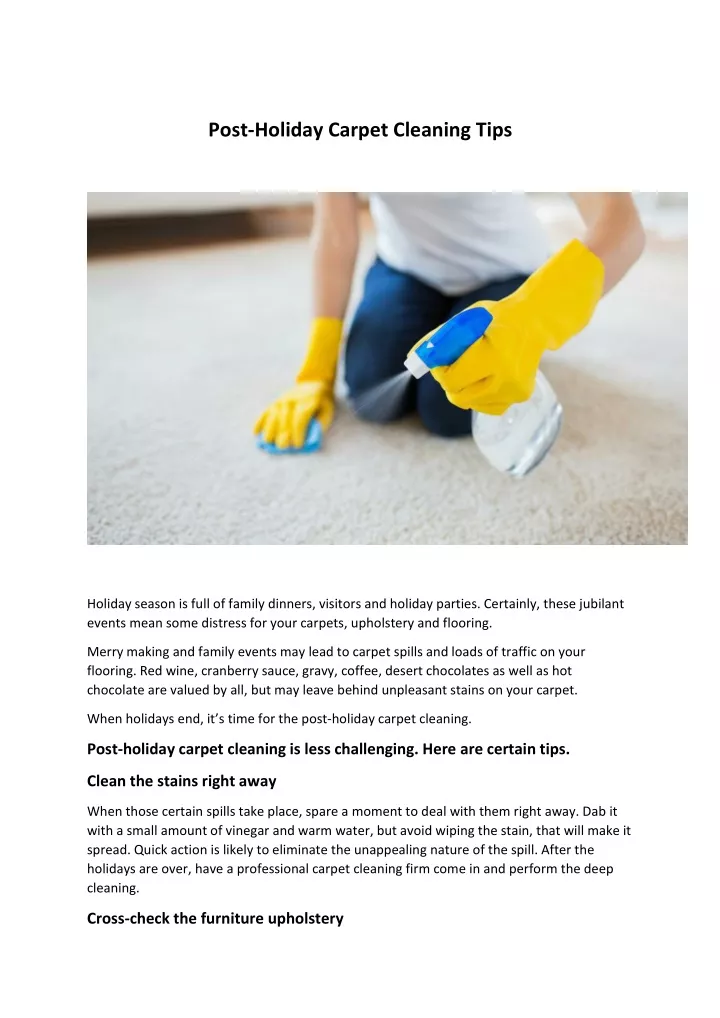 post holiday carpet cleaning tips
