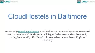 Best Hostel in Baltimore- Cloudhostels