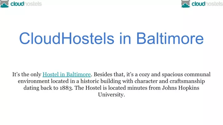 cloudhostels in baltimore