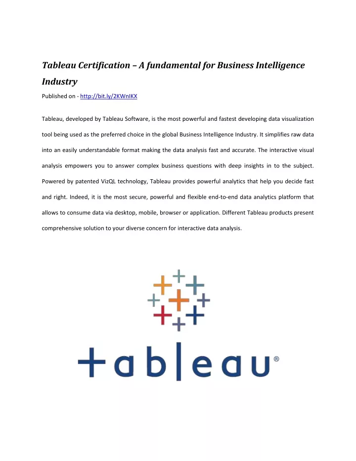 tableau certification a fundamental for business