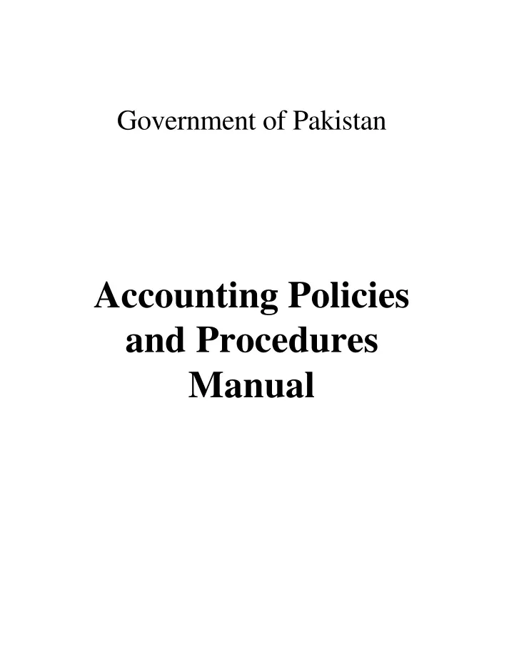 government of pakistan accounting policies
