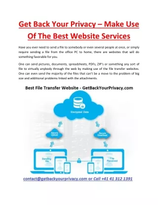 Get Back Your Privacy – Make Use Of The Best Website Services