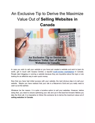 An Exclusive Tip to Derive the Maximize Value Out of Selling Websites in Canada