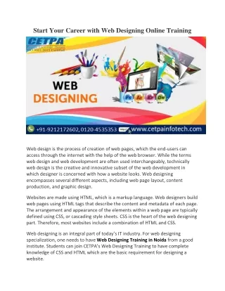 Start Your Career With Web Designing Online Training