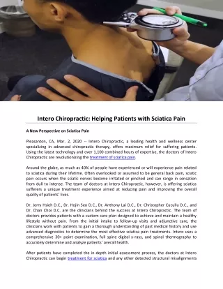 Intero Chiropractic: Helping Patients with Sciatica Pain