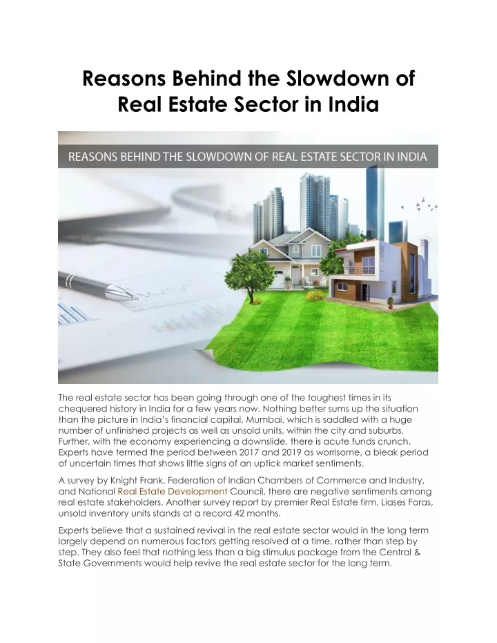 reasons behind the slowdown of real estate sector