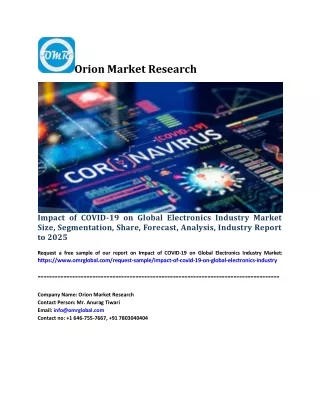 Impact of COVID-19 on Global Electronics Industry Market Size, Segmentation, Share, Forecast, Analysis, Industry Report