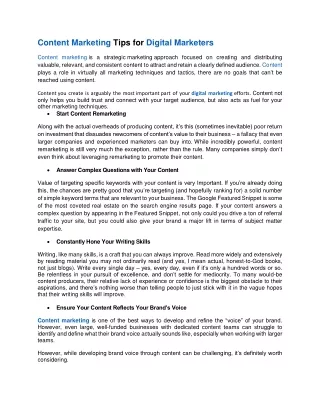 content marketing tips for digital marketers