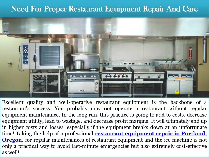 need for proper restaurant equipment repair and care