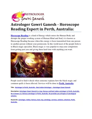 Astrologer Gowri Ganesh - Horoscope Reading Expert in Perth, Australia: