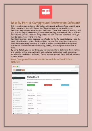 best rv park campground reservation software