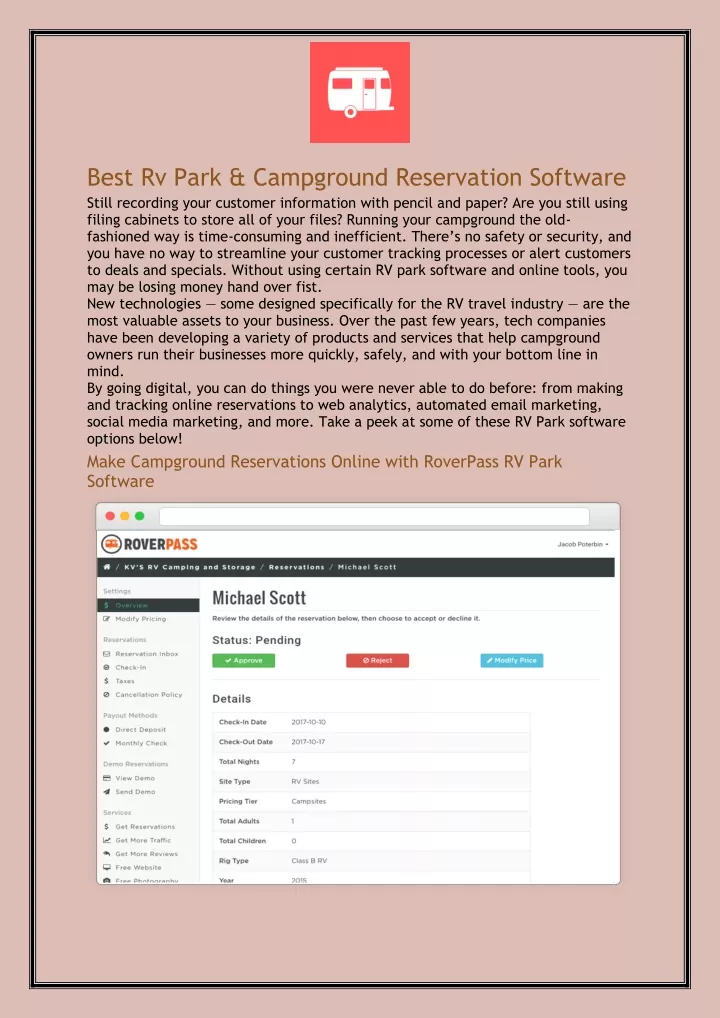 best rv park campground reservation software