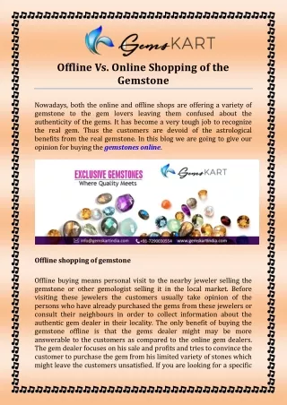 Offline Vs. Online Shopping of the Gemstone