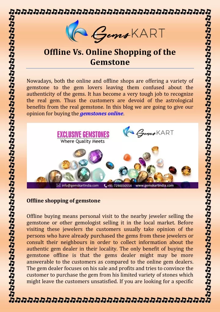 offline vs online shopping of the gemstone