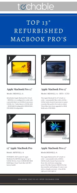 Top 13" refurbished Macbook Pro's