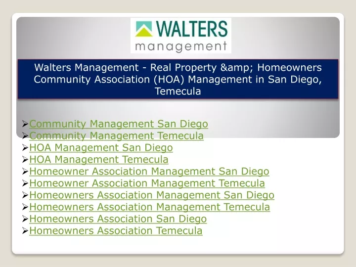 walters management real property amp homeowners