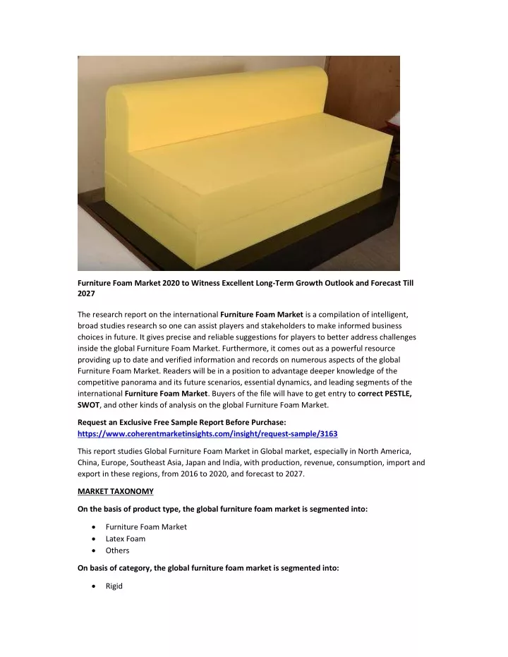 furniture foam market 2020 to witness excellent