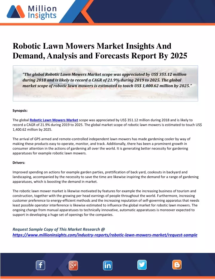 robotic lawn mowers market insights and demand