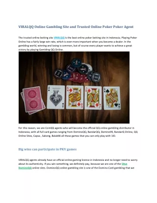 VIRALQQ Online Gambling Site and Trusted Online Poker Poker Agent